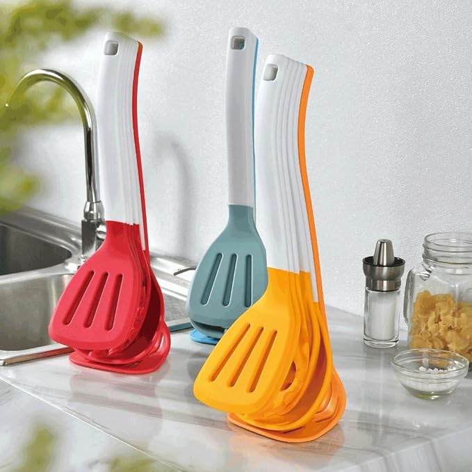 Heat Resistant Soup Spoon Brush Ladle Silicone Non Stick Spatula Kitchen Tools Cooking Utensil Set(D)