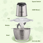 Liebe&Lecker Food Processor, Meat Grinder with 1 Bowl 8 Cup, Electric Food Chopper with 4 Large Sharp Blades for Meat, Fruits, Vegetables, Baby Food, Nuts, 2 Speed