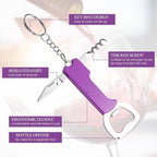 Ziliny 24 Pcs Bottle Opener Keychain Bulk Wine Bottle Beer Opener Keychain 3.27" Stainless Steel Corkscrew Waiter Corkscrew Wine Keyring Gifts for Christmas Bar Party Wedding Home (Purple)