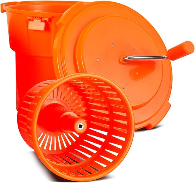 TK 5 Gallon/20 Qt Large Salad Spinner - 2024 Upgrade - 7 Heads of Lettuce - Commercial Manual Lettuce Spinner - 10 Second Dry Time, Heavy Duty Durable Salad Washer with Extended Draining Tube