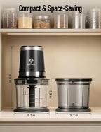 Food Processor 4 Cup: Mini Electric Food Chopper with 2 Bowls, Small Meat Grinder with 2 Speed & 4 Blades for Vegetable, Meat, Nuts, Functions for Chopping, Dicing, Mixing and Puree-Gray