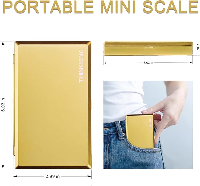 THINKSCALE Digital Milligram Scale, 50g/0.001g Gold Jewelry and Gem Scale, Mg Scale for Powder, Reloading, Micro Gram Scale with Calibration Weight, Includes Scoop, Powder Pan and Tweezers