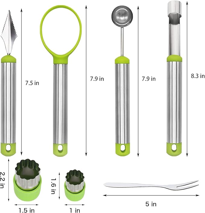 17 Pack Melon Baller Scoop Set - 4 in 1 Stainless Steel Fruit Tool Set Fruit Scooper Seed Remover with Fruit Vegetable Cutter Shapes Set Fruit Peeler for Fruit Slicer Dig Pulp Separator (A)
