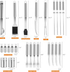 26-Piece BBQ Grill Accessories Set | Ultimate Grilling Tools for Men - Heavy Duty Stainless Steel BBQ Utensils Kit with Aluminum Case & Grill Brush for Dad (Stainless)