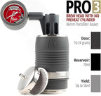 Flair UPDATED PRO 3 (Black) - All manual lever espresso maker with a stainless steel brew head, pressure gauge, and a shot mirror