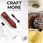 Zulay Kitchen Rechargeable Milk Frother - Dynamic - 3 Speeds, 3 Whisk Attachments, 500 mAh USB Charging, Drink Mixer For Latte, Cappuccino, Matcha, Protein Powder, Coffee Foam - Red Black