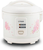 Tiger JAZ-A10U-LF 5.5 Cup Capacity White Rice Cooker with Non-Stick Inner Pot, Retractable Power Cord, and Keep Warm up to 12 hours (Flower)