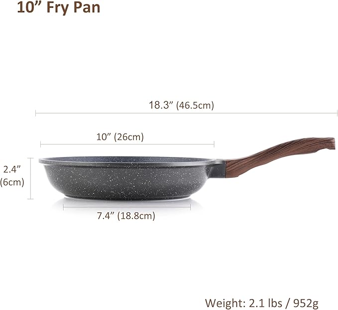 SENSARTE Nonstick Frying Pan Skillet, Swiss Granite Coating Omelette Pan, Healthy Stone Cookware Chef's Pan, PFOA Free (8/9.5/10/11/12.5 Inch) (10 Inch) (Pack of 2)