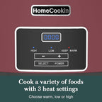 HOMECOOKIN 7-Quart Programmable Slow Cooker with Timer Keep Warm - Small Kitchen Appliance for Family Dinners - Serves 6+ People (Red Shell + White Ceramic Liner)