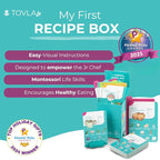My First Recipe Box for Kids: Montessori-Inspired, Easy-to-Follow Recipes with Visual Guides. Cookbook for Kids Ages 4+ with Storage Box and Recipe Stand.