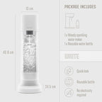 Mysoda Woody Carbonated Water Maker - Silent Carbonated Water Machine Robust Long-Lasting Aluminium Soda Maker - With 1L Water Bottle - Without CO2 Cylinder - White