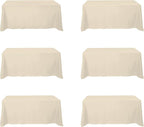 BRILLMAX 6 Pack Beige Tablecloths for 6 Foot Rectangle Tables 90 x 132 Inch - 6ft Rectangular Bulk Linen Polyester Fabric Washable Cloth Cover for Wedding Reception Banquet Birthday Party
