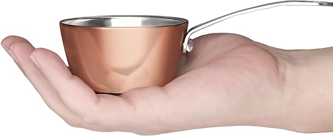 Macevia Mini Sauce Pan,Copper Stainless Steel Butter Warmer Small Pot with Handle, Multipurpose Use for Home Kitchen or Restaurant (5oz/150ml)