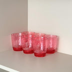 Set of 6 Hammered Style 15-ounce/430ml Acrylic Glasses Plastic Tumbler,BPA Free,Dishwasher Safe (Red)