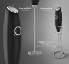 Unicoff Handheld Milk Frother with Stand – Electric Milk Frother for Coffee, Latte, Cappuccino & Matcha – Battery Operated Drink Mixer, BPA-Free Stainless Steel Whisk, Portable Mini Foam Maker (Black)