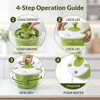 Salad Spinner-Lettuce Spinner | Best Fruit Washer With Fruit Washer Spinner Bowl, Easy-Spin Handle, 5QT