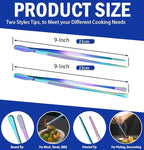JETKONG 2 Pcs 9-Inch Culinary Tweezers Food Tweezers Kitchen Tweezer Tongs for Cooking (Rainbow)