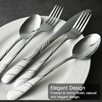 60-Piece Silverware Set for 8, 18/0 Frosted & Mirror Finish Stainless Steel Vintage Flatware Set, Modern Cutlery Set for Home Wedding Restaurant Housewarming Party Event Serving For 12