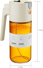LUKUMIQI 2 in 1 Oil Sprayer for Cooking, 17oz Light-Blocking Glass Spray Bottle with Stickers, Oil Dispenser for Salad, Air Fryer & BBQ