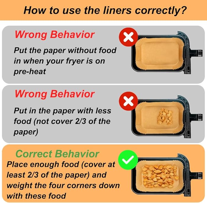 BYKITCHEN Air Fryer Liners for Ninja Foodi DZ071 7-QT/ 11-QT/Instant 9 Qt DualZone FlexBasket Airfryer, 100pcs Small Air Fryer Dual Liners & 50pcs Large Papers for 7-qt/11-qt Megazone