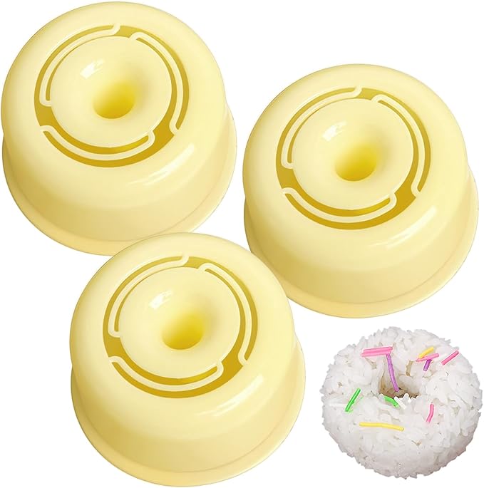3 Pack Rice Ball Mold, Sushi Mold Diy Sushi Cooking Tools For Japanese Boxed Meal Children Bento,Kitchen Tools Sushi Plates Rice Ball Mold Non Stick Sushi Rice Making Kit (Yellow, Circle)