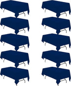 BRILLMAX 10 Pack Navy Blue Tablecloths for 6 Foot Rectangle Tables 60 x 102 Inch - 6ft Rectangular Bulk Linen Polyester Fabric Washable Cloth Cover for Wedding Reception Banquet Birthday Party