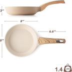SENSARTE Nonstick Frying Pan Skillet, Egg pan, Omelette Pan, Healthy Cookware Chef's Pan, PFOA Free, 8 Inch, Taupe