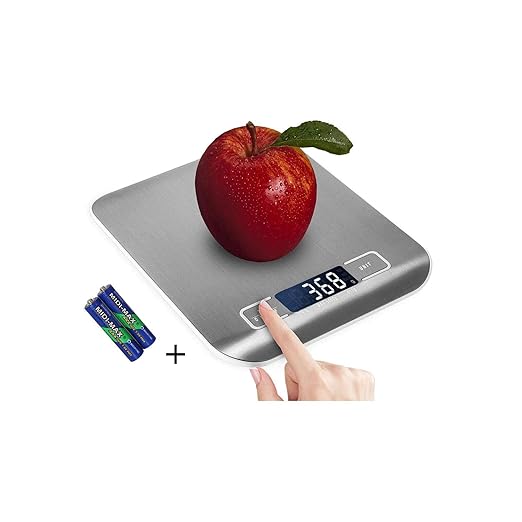 Digital Kitchen Scale,Food Scale for Meat Baking Weight,Unit Gram OZ lb Up 11 lb(1g-5KG),Silver Stainless Steel Anti-Fingerprint with Accuracy LCD Display for Cooking White(Include AAA Battery)