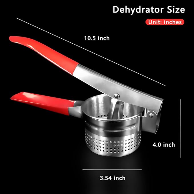 13.5oz Stainless Steel Vegetable Squeezer, Non-Slip Red Silicone Handle, Metal Vegetable Water Squeezer Squeezing Vegetable Liquid