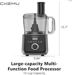 Smart Food Processor and Vegetable Chopper, 12 Cup Bowl, 6 Functions for Chopping, Slicing, French Fries, Purees & Dough, Food Chute & Pusher, Silver