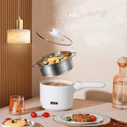 Electric Hot Pot, 1.5 L Nonstick Wok Stir Frying Pan with Stainless Steel Food Steamer Power Adjustment Skillet Saucepan for Stir Fry, Steak, Egg, Fried Rice, Oatmeal, Soup (Stainless Steel)