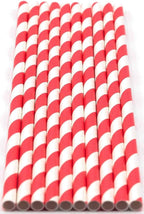Pack of 150 Red Swirls Biodegradable 4-Ply Paper Drinking Straws (Compostable, Non-toxic, BPA-free)