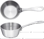 Mini Sauce Pan, Tri-Ply Stainless Steel Pot with Stay-Cool Handle Heating Sauce Gravy & Oil (5oz/150ml) - Silver