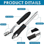 Jalapeno Pepper Corer, Set of 2, Stainless Steel Zucchini Cucumber Corer with Serrated Slice and Rubber Handle, Core Deseeder for Jalapenos, Chilis, Bell Peppers
