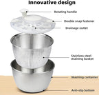 6L Stainless Steel Salad Spinner with Bonus Tong – Large Vegetable Spinner, Fruit Washer & Lettuce Dryer, Dishwasher‑Safe Stainless Salad Spinner with Strainer Bowl for Greens, Pasta & Small Fruits