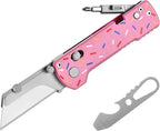 OKNIFE U1 Pro Multitool Folding Utility Knife with Folding Screwdriver, Quick Change Blade, Rail Lock & Pocket Clip for Men Women（Doughnut）
