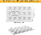 OCPO KITCHEN Lemons Silicone Mold for Baking Mousse Cake, Candy, Chocolate Dessert, Pastry, Ice Cream, Pudding, Lemon (15-Cavity)