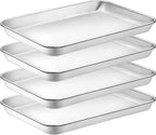 CEKEE 4 Pack Baking Pans Set, Nonstick Stainless Steel Cookie Sheets for Baking, Heavy Duty & Dishwasher Safe Sheet Pan-10x7x1in Small Cookie Pans, Cookie Pans Trays Sheets For Kitchen & Restaurant