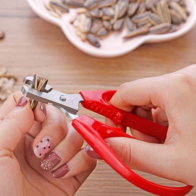 Red Peeling The Shell Nut Shell Cracker Seed Pistachio Sheller Opener Peeling Pliers Nut Crackers Artifact Stainless Steel Convenience Hard Case Buster Specialty Tools and Gadgets