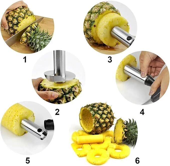 yongduogongsi Pineapple Slicer Peeler Cutter Stainless Steel Kitchen Fruit Tools Cooking Tools Kitchen Accessories Kitchen Gadgets(Black)