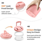 14oz Insulated Vacuum Food Jar with Buckle Lid,Soup Thermo for Hot Food Kids,Wide Mouth Leakproof Stainless Steel Lunch Container with Spoon-Pink