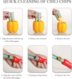 Pepper Corer Seed Remover Tool, Bell Pepper Core Cutter Deseeder, 2 in 1 Fruit & Vegetable Core Tools for Kitchen Family Camping Restaurant (Green)