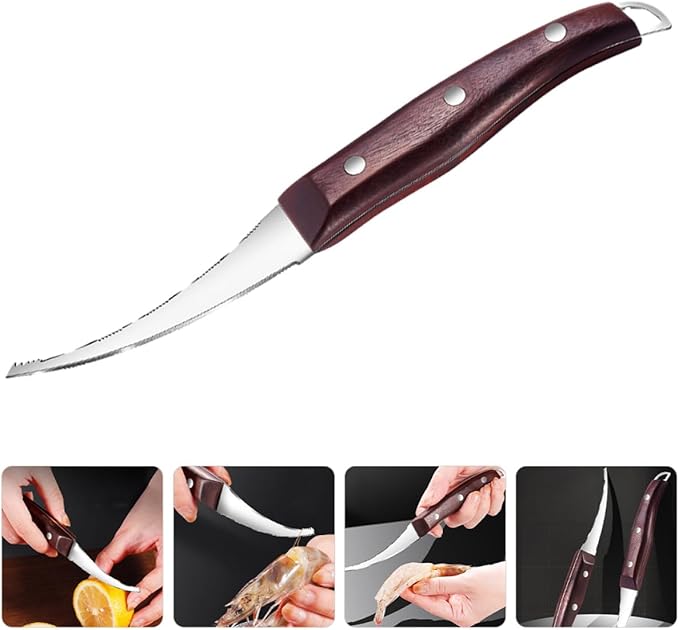 Wakauto Stainless Steel Shrimp Peeler and Deveiner Tool, Household Seafood Cleaning Gadget for Easy Shrimp Shell and Line Removal, Kitchen Specialty Utensil for Cooking and Serving