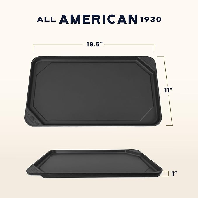 All American 1930 - Ultimate Flat Griddle with Ceramic Non-Stick Coating - Tomato Red - Durable & PFAS Free - For Easy, Prep, Cooking, & Cleaning - Made in the USA
