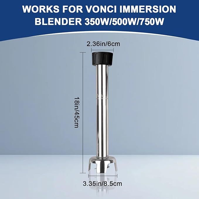 VONCI 18inch Commercial Immersion Blender Detachable Shaft, 350W, 500W & 750W Compatible, Stainless Steel Removable Shaft.