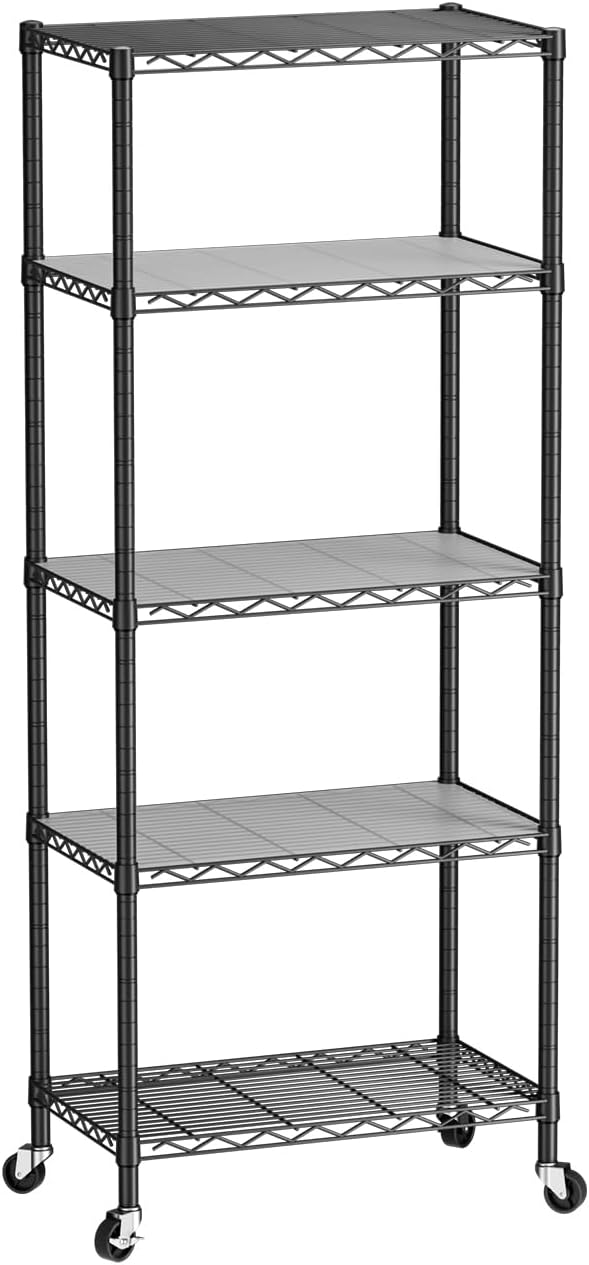 SINGAYE 5 Garage Heavy Duty Shelving Unit Kitchen Pantry Close Home Organizers and Storage Bathroom Shelf Laundry Room Organization Industrial Book Metal Wire Adjustable Shelves