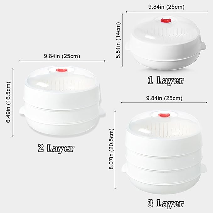 Microwave Vegetable Steamer, Microwave Steamer for Vegetables, Microwave Heating Bowl, Micro Cookware for Cooking (2 - Layer)