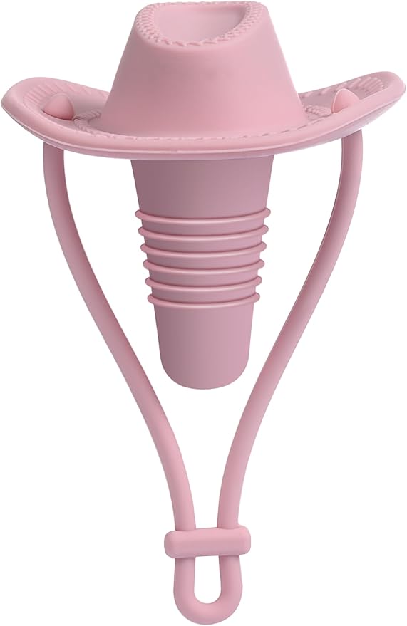 Silicone Wine Stopper Cute Wine Accessories Reusable Sealing plug Fun Cowboy Hat bottle Seals keep wine fresh Gifts for Wine Collector replacement Corks (Purple+Pink)