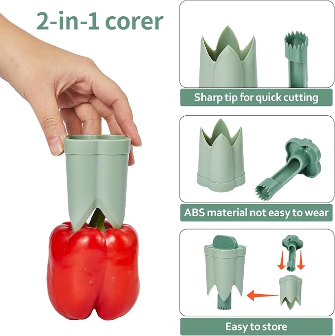 Pepper Seed Corers Remover, 3 Pack Fruit Pepper Corer Remover 2 in 1 Bell Pepper Corer Seed Remover Tool, Pepper Deseeder Bell Pepper Corers Tool Pepper Cutter for Vegetables