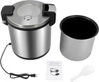 23L/6gal Commercial Rice Warmer with Nonstick Inner Pot and Rice Spoon, Large Capacity Soup Warmer, Stainless Steel Electric Food Warm for Home, Restaurant, Hotel Canteen